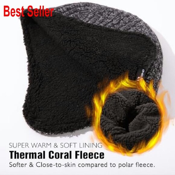 Oversized Merino Wool Blend Fleece Lined Waterproof Earflap  display picture 3
